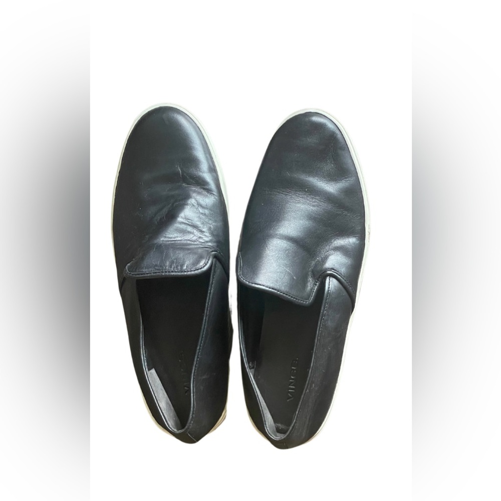 VINCE Black Leather Slip-On Flat Sneakers SIZE 9.5 WORN ONCE!!!!